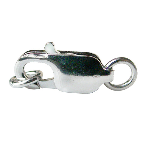 Solid 925 Sterling Silver Lobster Claw Trigger Clasp with Closed Jump Rings for Necklace/bracelet Jewelry, Rhodium plated, 1 pc ► Photo 1/5