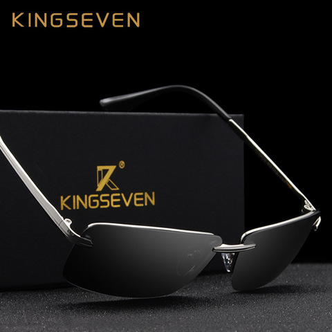 KINGSEVEN 2022 Rectangle Sunglasses Men Travel Polarized Rimless Sun glasses Male Fishing Eyewear Oculos Gafas N7905 ► Photo 1/5
