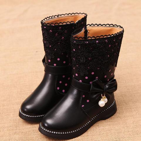 2022 Winter New Style Children Snow Boots Cowhide Girls Korean Design Boots High Quality Sport Shoes Leather Baby Boots ► Photo 1/5