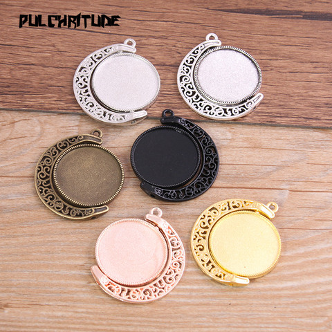  4pcs 25mm Inner Size 6 Color Moom Classic Style Double sided Rotate Cabochon Base Setting Pendant Charms ► Photo 1/6