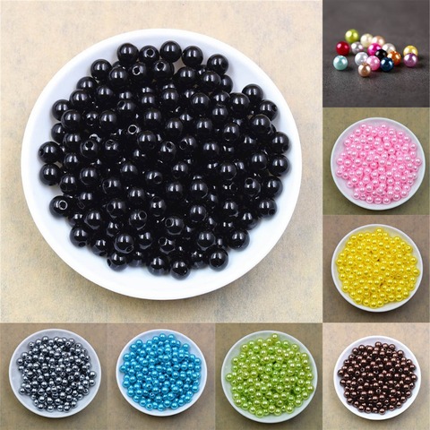 100pcs/lot 4/6/8/10/12MM With Hole Imitation Pearl Beads Round Plastic Acrylic Spacer Bead for Jewelry Making Findings Supplies ► Photo 1/6