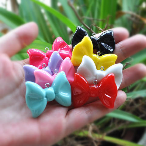 diy cute bow pendant resin charms necklace pendant for DIY keychain decoration 24pcs 36*27mm ► Photo 1/2