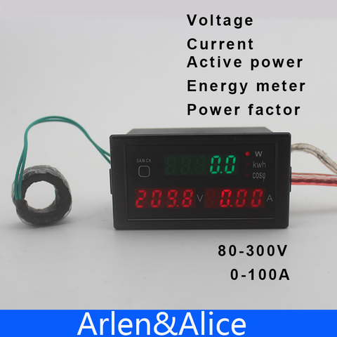 D69 Multi-functional LED display  panel meter voltmeter ammeter with active and Electric energy and power factor 80-300V 0-100A ► Photo 1/4