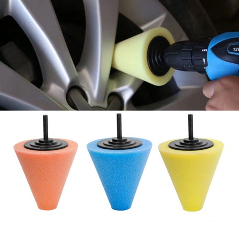 1 Pcs Car Polishing Sponge Conical Shape Wheel Hub Tool Auto Burnishing Foam disc For Car Cleanning Buffing Pads Accessories ► Photo 1/6