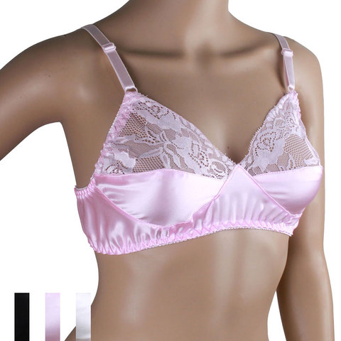 Double Faced natural silk bra wireless thin women's lace bra health care underwear ► Photo 1/1
