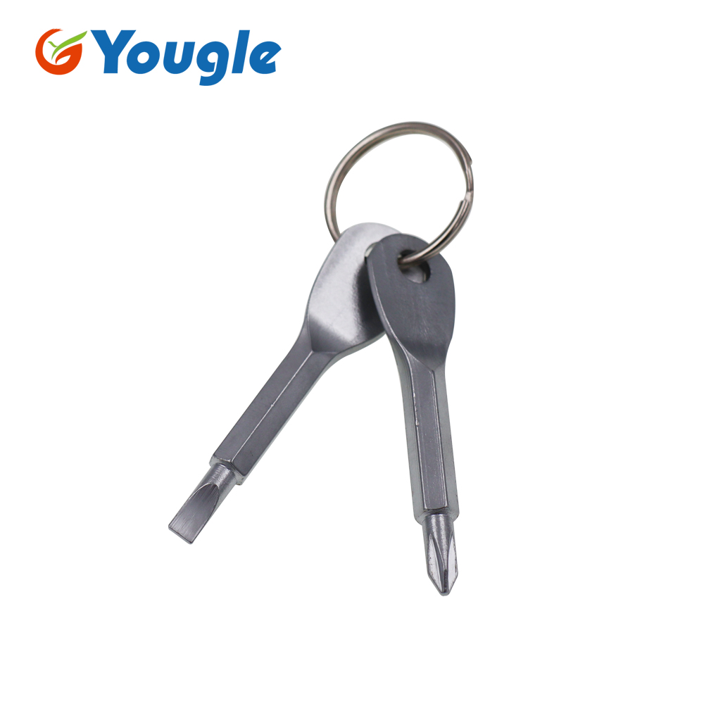 Pocket Outdoor Tool EDC Screwdriver Stainless Steel Keychain Key Ring Multi Tool