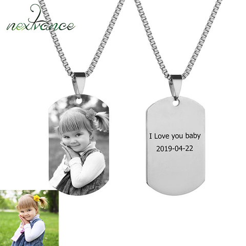 Nextvance Stainless Steel Personalized Engraved Necklace Custom Photo Name Pendant Necklaces For Children Birthday Gift ► Photo 1/6