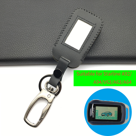 A92 Real Leather Key Case Keychain Cover Bag For StarLine A92 A94 A62 A64 A95 Two Way Car Alarm LCD Remote Transmitter ► Photo 1/6