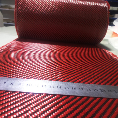 Free shipping Red Kevlar & 3K Carbon fiber mixed Fabric 200gsm 12