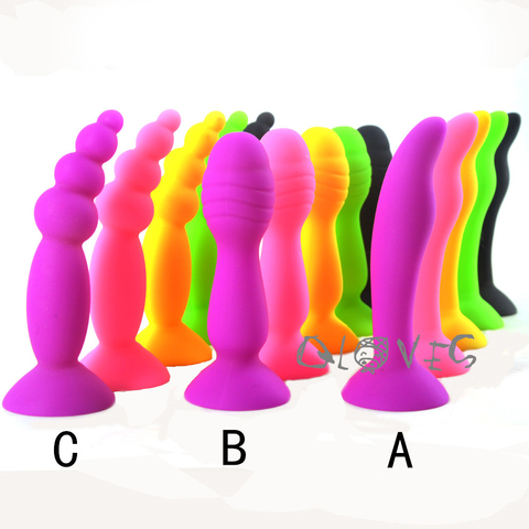 FAAK Colorful silicone anal plug suction beads butt plug anal stopper sex toys G-spot stimulate masturbate anal dildo cheap ► Photo 1/6