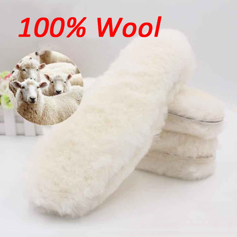Natural Sheepskin Insoles Winter Real Fur Wool insoles Men Women Warm Soft Thick warm Cashmere Snow Boots ► Photo 1/6