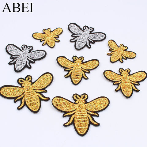 10pcs/lot Embroidery Gold Silver Bee Patch Cartoon insect Sticker DIY Sewing Fabric Appliques Handmade Badge Patches for Clothes ► Photo 1/6