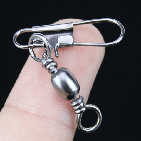 50Pcs/Bag Stainless steel swivels Fishing Connector Pin Bearing Swivel with Snap Fishhook Lure Tackle Accessories ► Photo 1/5
