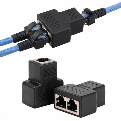 2PCS RJ45 Splitter Adapter 1 to 2 Dual Female USB to RJ45 Port 8P8C Extender Plug LAN Interface Ethernet Socket Connector ► Photo 1/6