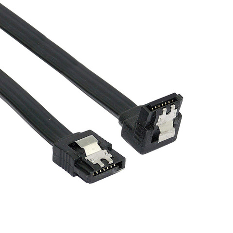 2pcs Sata 3.0 Data Cable SATA III SATA 3 Cable 45cm With Locking Latch Straight To Right Angle 90 Degree 6GBs ► Photo 1/6