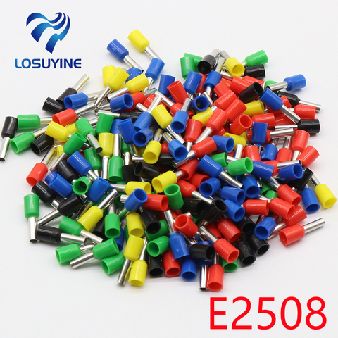 E2508 Tube insulating terminals 2.5MM2 100PCS/Pack Insulated Cable Wire Connector Insulating Crimp Terminal Connector E- ► Photo 1/6