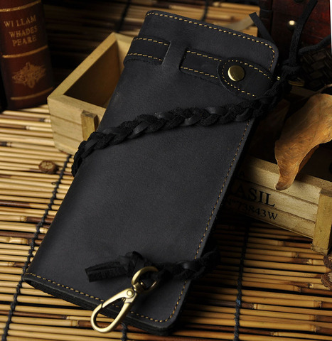 Cattle Male Casual Bifold Genuine leather Designer Card Coin Holder Fashion Organizer Checkbook Long Chain Wallet Purse 3377b ► Photo 1/1