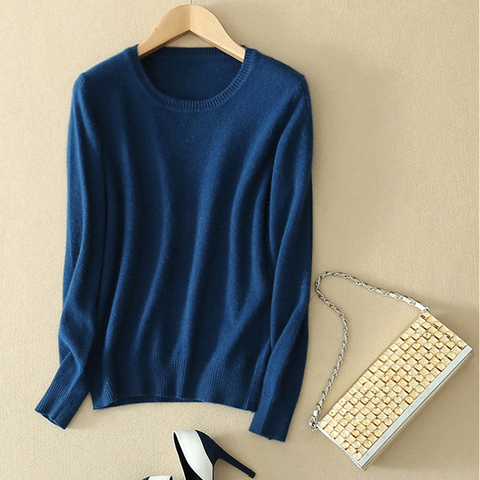 Thoshine Brand Spring Autumn Style Women Knitted Cashmere Sweaters Round Neck Solid Color Knitwear Female Thin Pullovers Jumpers ► Photo 1/5