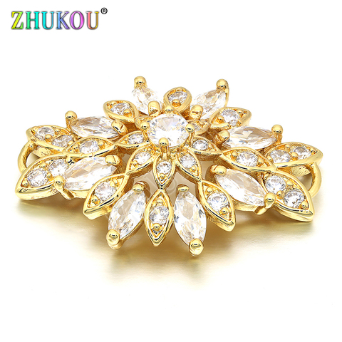 21*29mm High Quality Cubic Zirconia CZ Flower Pendants Connector, Mixed Color, Hole: 1.5mm, Model: VS188 ► Photo 1/5