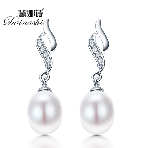 Dainashi Natural Freshwater Pearl 925 Sterling Silver Pendant Earrings Elegant Drop Earrings Gift for women Party High Jewelry ► Photo 1/4