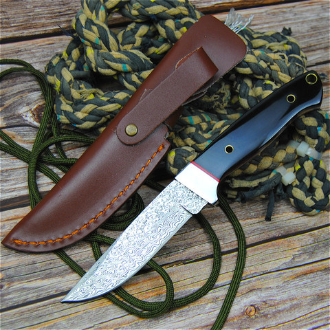 PEGASI Damascus steel hand forged outdoor blade li camping portable tactical knife high hardness survival gift knife ► Photo 1/6