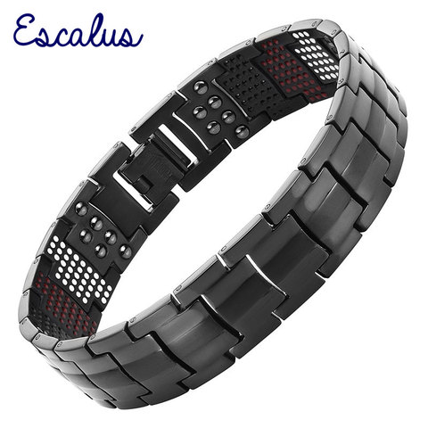 Escalus Men's Black Pure Titanium Magnetic Bracelet For Men 4in1 Magnets Negative Ions Germanium Health Bracelets jewelry ► Photo 1/6