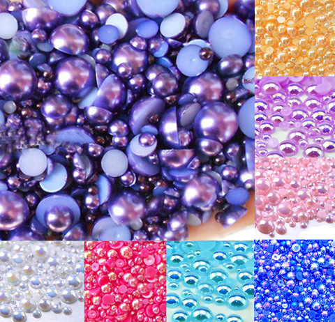 500Pc Mixed 2-10mm Dark Purple AB Half Round Pearl Beads Craft Cabochon Scrapbook Decoration Flatback Nail Art Garment Beads DIY ► Photo 1/1