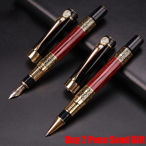Classic Design Brand Hero Rose Wood Ink Fountain Pen Business Men Luxury Metal Writing Pen Buy 2 Pens Send Gift ► Photo 1/6