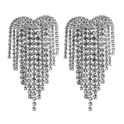 Luxury Rhinestones Heart Earrings for Women 2022 sparkly crystal big statement earrings dangle earings  wedding party jewelry ► Photo 1/6