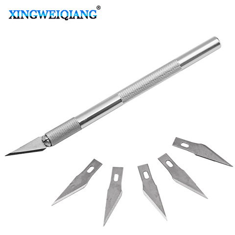 Non-Slip Metal Scalpel Knife Tools Kit Cutter Engraving Craft knives 5pcs Blades Mobile Phone PCB DIY Repair Hand Tools ► Photo 1/6