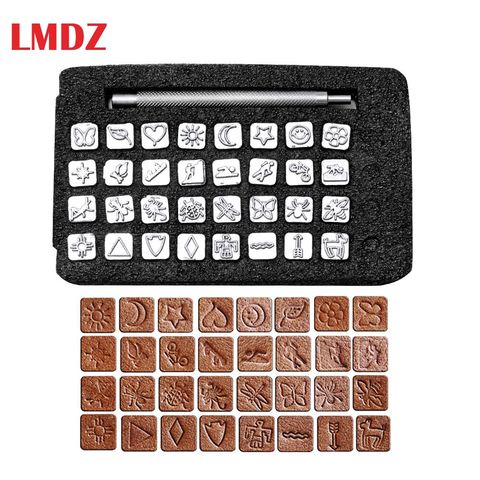 LMDZ 32Pcs Metal Stamping Punch Tool For Leather Carving Stamp Tools DIY Tanned Leather Craft Printing Punch Stamps Set Patterns ► Photo 1/6
