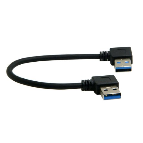 CY USB 3.0 Type A Male 90 Degree Left Angled to USB 3.0 A Type Right Angled Extension Cable ► Photo 1/6