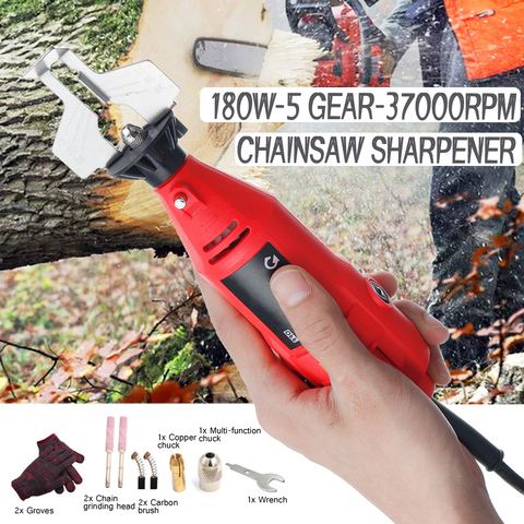 180W 5 Gears Chain Saw Grinding Machine Sharpener Chainsaw Electric Mini Handheld Grinder File Milling Machines Tools Set ► Photo 1/6