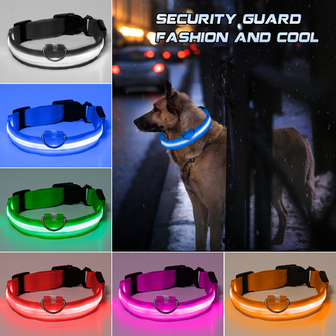 Nylon Pet Dog Collar LED Light Night Safety Glowing Pet Supplies Cat LED Dog Collar Pet Accessories For Small Dogs LED Collars ► Photo 1/6
