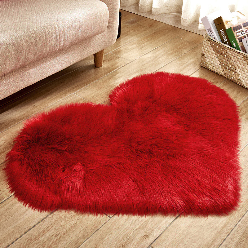 Love Heart Soft Fur Fluffy Rugs Shaggy Area Rug Bedroom Floor Carpet Hairy Mat 
