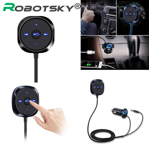 Bluetooth 4.0 Wireless Music Receiver 3.5mm Adapter Handsfree Car AUX Speaker bluetooth car kit  2.1A USB Car Charger ► Photo 1/6