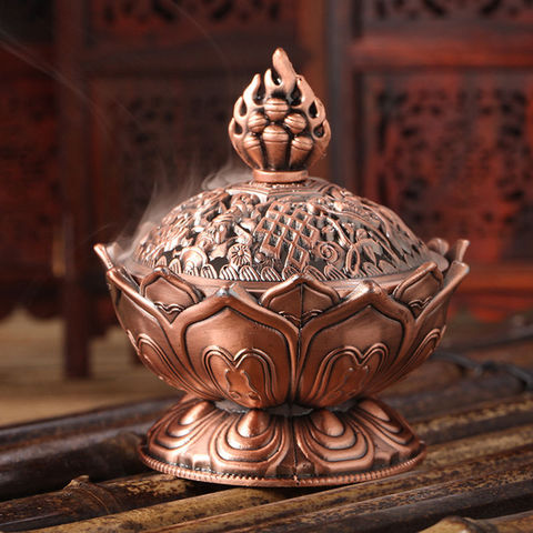 Hot Sell 7.8*7.2*6.0cm New Tibetan Lotus Incense Burner Alloy Bronze Mini Incense Burner Incensory Metal Craft Home Decor ► Photo 1/6