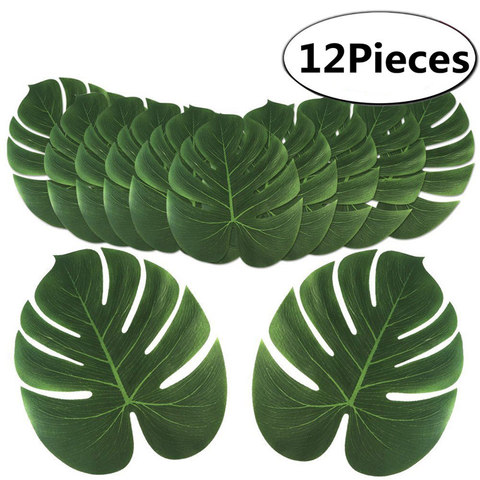12Pcs Artificial Tropical Palm Leaves for Hawaiian Luau Theme Party Decorations Home garden decoration AA8238 ► Photo 1/6