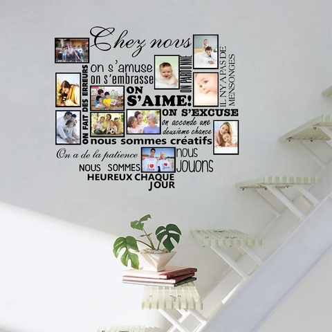 DIY Family Photo Frame Decor Stickers French House Rules S'aime Vinyl Wall Decal Stickersl Art  Mural House Decoration ► Photo 1/6