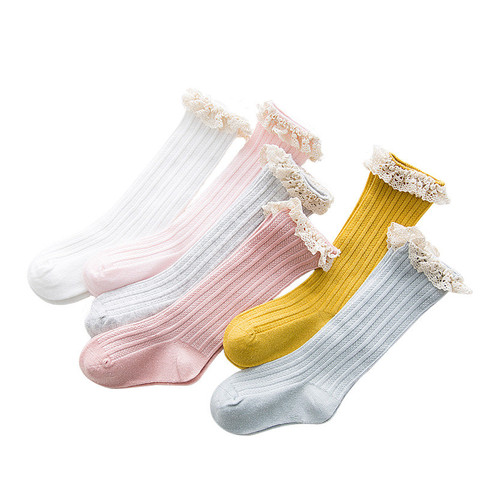Free Shipping Children's Knee High Socks with Lace Cheap Stuff  Ruffle Socks Kid Princess Girls Baby Leg Warmers Cotton ► Photo 1/6