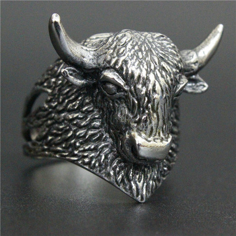 2017 New Bull Head Ring 316L Stainless Steel Mens Women Fashion Cool Yak ring ► Photo 1/5