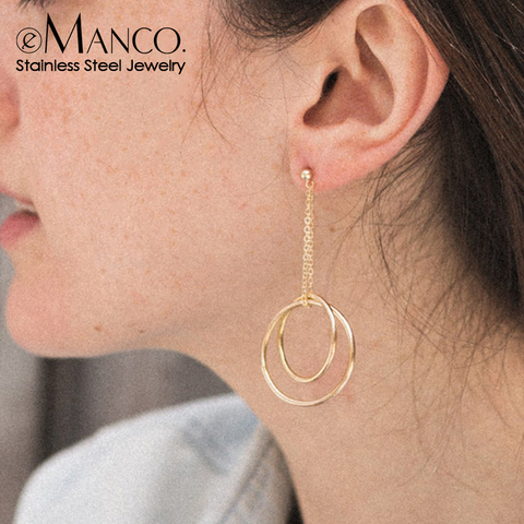 e-Manco Fashion Earrings for women Statement Stainless Steel Geometric Earrings Hanging Earrings Fashion Jewelry ► Photo 1/6