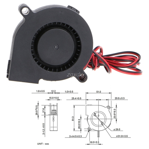 1Pc 12V DC 50mm Blow Radial Cooling Fan Hotend Extruder For 3D Printer Whosale&Dropship ► Photo 1/4