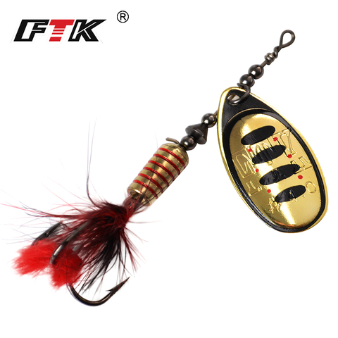 FTK 1pc Spinner Bait 7.5g 12g 17.5g Hard Spoon Bass Lures Metal Fishing Lure With Feather Treble Hooks For Pike Fishing ► Photo 1/6