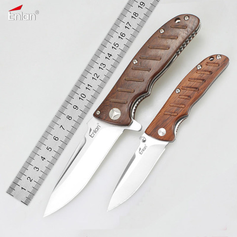 Enlan EL-01 EM-01M Small EDC Folding Knife 8Cr13MoV Blade Wood Handle Camping survival Top Military Pocket EDC Tool Knife ► Photo 1/6