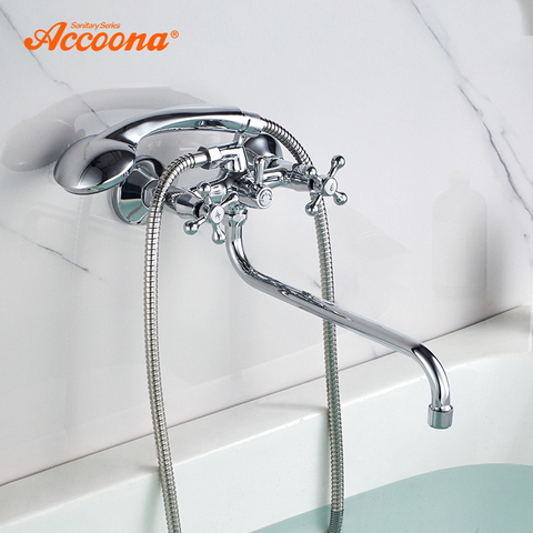 Accoona Chrome Bathtub Faucet Bathroom Bathtub Shower Set Wall Faucet Brass Bathtub Sink Mixer Water Mixer Hand Shower A7576 ► Photo 1/6