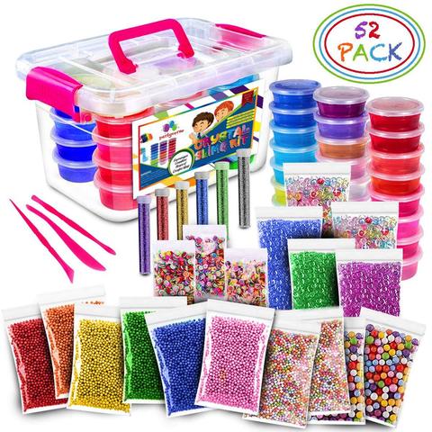 52Pack/Lot Fluffy Slime Kit 24 Color Slime Supplies Gifts for kids DIY Kit Sensory Play Stress Relief Toy Stretchy Soft for Kids ► Photo 1/6
