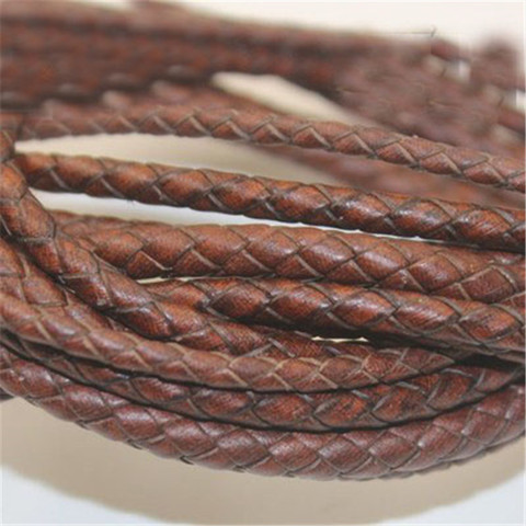1m/lot 3mm 4mm 5mm Round Braided Genuine Leather Cord Coffee Cow Leather Cords String Rope Bracelet Findings Diy Jewelry Making ► Photo 1/5