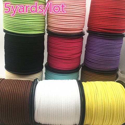 5yards/lot 3mm Flat Faux Suede Braided Cord Korean Velvet Leather Handmade Beading Bracelet Jewelry Making Thread String Rope ► Photo 1/6