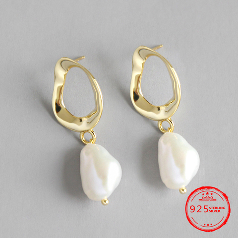 S925 Sterling Silver Earring Baroque Bead Drop Earrings Punk Ear Jewelry Irregular Natural Freshwater Pearl for Women Fashion ► Photo 1/6